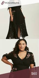 Torrid Black Floral Embroidered Chiffon Maxi Dress Chiffon Maxi Dress Fashion Torrid Dresses