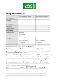 Antrag auf Haushaltshilfe | AOK