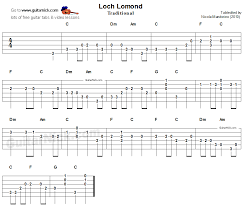 C am f g where the sun shines bright on loch lomond, f am dm f(1/2) g7(1/2) where me and my true love were ever wont to be Loch Lomond Easy Guitar Lesson Guitarnick Com
