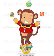 Circus Clipart Of A Cute Juggling Monkey On A Unicycle By Bnp Design Studio 865 Monkey Drawing Circus Monkey Character Design