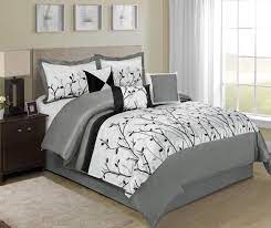 Amazon Com 7 Piece Willow Tree Branches Black White Design Bed In A Bag Comforter Sets Queen Size King Bedroom Sets Bed Design California King Bedroom Sets
