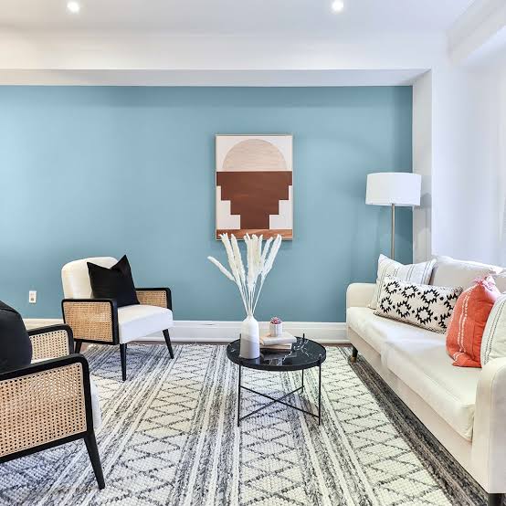 Powder Blue just looks so good with white accents. 😍 Color Match: ROS-389 Powder  Blue ROS-100 White #ROSColorMatch #ROSPaint #ColorfulProtection