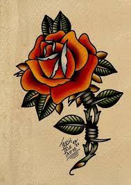 Traditional Barbed Wire Rose Flash Sheet Print Etsy Old School Tattoo Designs Traditional Tattoo Flowers Traditional Tattoo Sleeve
