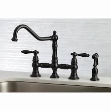 Different styles are being employed for kitchen faucets and bridge faucet is. Kingston Brass Restoration Kitchen Bridge Faucet With Side Sprayer Reviews Wayfair