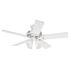 Choose an option black brushed nickel brushed satin brass brushed satin brass + black dark bronze matte greige matte white. Hunter Studio 52 In White Ceiling Fan With Light Kit Hills Flat Lumber