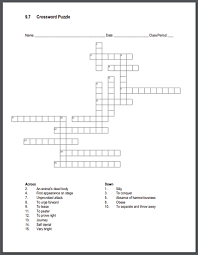 New daily puzzles each and every day! Vocabulary Terms 9 7 Crossword Puzzle Student Handouts
