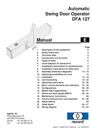 The automatic sliding door assa abloy sl500 from assa abloy entrance systems has directional sensors. Record Dfa 127 User Manual Pdf Download Manualslib