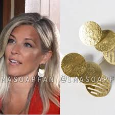 Carly Corinthos's Gold Disc Drop Earrings with Labradorite Stone