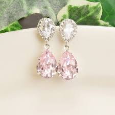 Light Pink Wedding Earrings For Brides Swarovski Crystal Pink Etsy Bridesmaid Jewelry Crystal Pink Earrings Wedding Bridesmaid Earrings