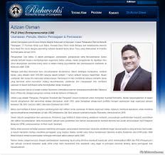 In just a few years since the establishment of the company in 2008, richworks has become malaysia's largest coaching and business. Malaysiakini Um Denies Honorary Phd Awarded To Marketing Whiz Azizan Osman