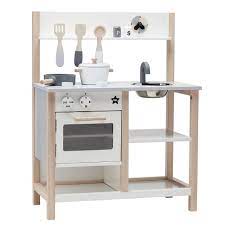 It includes wooden elements finished in white and other colors. Children S Wooden Toy Kitchen Set In White And Natural Kids Concept Cuckooland