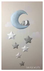 Sleepy Elephant Moon And Star Decor Baby Mobile Elephant Baby Mobile Baby Mobile Felt Baby Room Decor