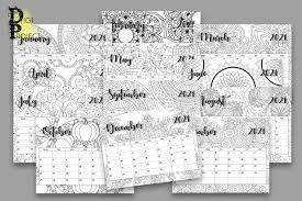 Printable Coloring Mandala Calendar 2021 Monday Start 964745 Digital Design Bundles Coloring Calendar Printable Coloring Cool Coloring Pages