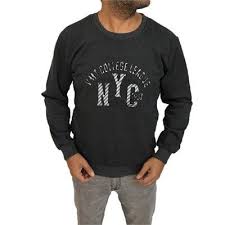 Nyc Erkek Kabartma Baski Kolej Sweatshirt Antrasit Nyc Erkek Sweatshirt Baski