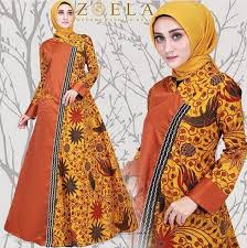 Model Gamis Batik Kombinasi Polos Jpg 589 594 Wanita Model Pakaian Wanita Model Pakaian