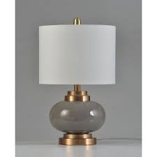 Stylecraft Glass And Metal Table Lamp With White Shade Grey In 2019 Metal Table Lamps Table Lamp Traditional Table Lamps