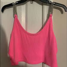 Oversized and looks great worn as dress or a long top. Emma Sam Tops Hot Pink Shirt With Chains From Emma And Sam Poshmark