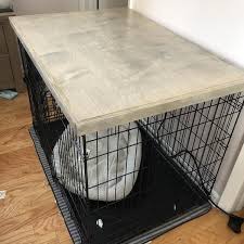 Dog Kennel Wood Table Top Dog Crate Cover Farmhouse Dog Kennel Top The Farmer S Wife Wi In 2020 Dog Crate Cover Dog Kennel Cover Dog Crate Table