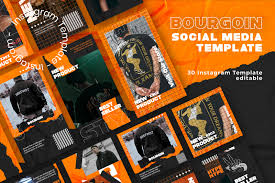 Download Bourgoin Instagram Post Stories In Social Media Templates On Yellow Images Creative Store PSD Mockup Templates