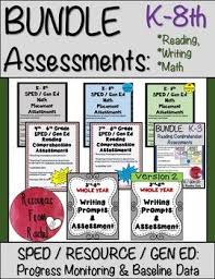 Special Education Assessments Bundle K 8th Baseline Data Progress Monitoring Special Education Assessments Educational Assessment Special Education