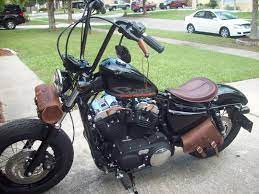 Leather Motorcycle Front Fork Tool Bag Google Search Custom Bobber Bobber Motorcycle Harley Davidson Sportster