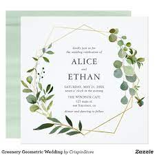 Our Modern And Elegant Greenery Wedding Invitation Features A Geometric Frame Geometric Wedding Invitation Modern Wedding Invitations Cheap Wedding Invitations