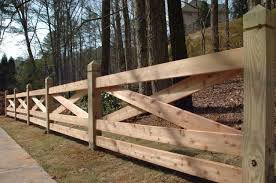 An uninterrupted line of boards stretches as far as the fence line runs with supporting posts. Portfolio Categories Wooden Fencing Ideas