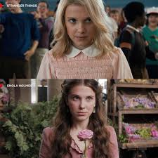 Enola holmes follows sherlock's teen sister as she. Netflix From El To Enola I Just Love Millie Bobby Brown In Pink Dresses Facebook