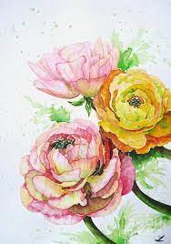 Ranunculus Flowers Print By Zaira Dzhaubaeva Flower Painting Botanical Art Flower Art