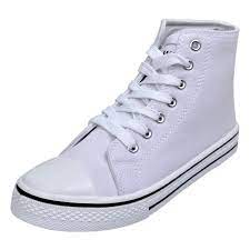 Baskets légères , agréables à porter surtout avec la chaleur qu'il fait actuellement ! Baskets Femme Montantes En Toile Classiques A Lacets Blanches T 39 Blanc Cdiscount Chaussures