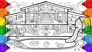 Color in this picture of a swimming pool and others with our library of online coloring pages. Glitter Pool House Coloring And Drawing For Kids How To Draw A Glitter Drawing For Kids House Colouring Pages House Colors