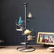 Wrought Iron Spiral Staircase Display Stand Shelf Decorative Flower Pot Holders In 2020 Plant Stand Small Apartment Plants Decorated Flower Pots