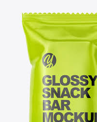 Download Glossy Snack Bar Mockup In Flow Pack Mockups On Yellow Images Object Mockups PSD Mockup Templates