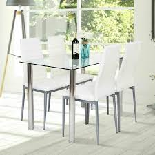 5 piece glass dining table set. 5 Piece Glass Dining Table Set 4 Leather Chairs Kitchen Room Breakfast Furniture
