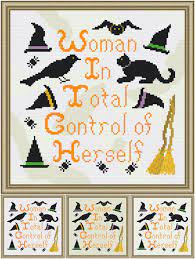 Model stitched over 2 threads on 40 ct. W I T C H Cross Stitch Pattern By Susan Saltzgiver Crosstitch Com