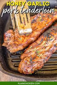 Serve this sweet and tangy pork tenderloin for an easy weeknight dinner.  the pork is brushed with a glaze of honey, apple cider and mustard and served with tender baby carrots.this honey glaze is the perfect way to moisten and sweeten up a. Honey Garlic Pork Tenderloin Plain Chicken