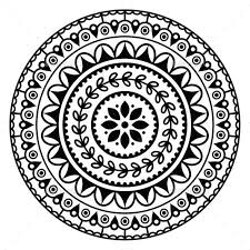 Black And White Geometric Design Easy Mandala Indian Inspired Round Geometric Pattern Geometric Pattern Circle Simple Mandala Design Easy Mandala Drawing