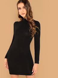 Solid Bodycon Dress Shein Sheinside Mock Neck Bodycon Dress Skinny Dress Fashion