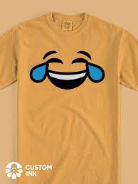 This Crying Laughing Face Emoji Design Is The Perfect Custom Idea For Diy Emoji Kids Birthday Party Yellow T Shirts Emoji Design Shirt Designs Laughing Face