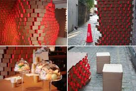 Geometric Cardboard Seats Lazerian Studio London Design Festival Cardboard Design Cafe Design