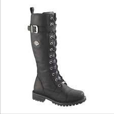Harley Davidson Savannah Leather Lace Up Boot 7 Black Leather Riding Boots Leather Lace Up Boots Harley Davidson Boots