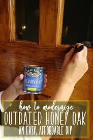Oak honey oak stained rosette block moulding. High Impact Home Renos And How To Modernize Honey Oak Trim Without Painting Root And Bloom Forever