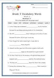 grade 3 vocabulary worksheets week 2 lets share knowledge