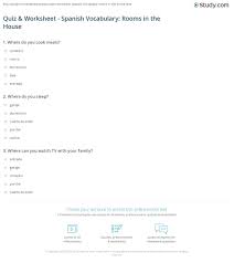 quiz worksheet spanish vocabulary rooms in the house study com