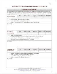 Restaurant Manager Performance Evaluation Form Restaurant Management Performance Evaluation Evaluation Form