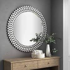 Making them a part of the interior is pure pleasure. Amazon Com Muausu Round Decorative Wall Mirror Elegant Crystal Accent Circle Mirrors Large Modern Luxury Diamond Fancy Silver Mirror 32 X 32 For Bedroom Entrance Living Room Hallway Home Kitchen