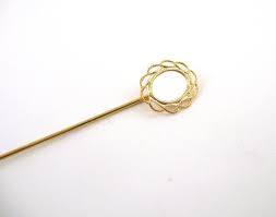Vintage Gold Metal Hat Stick Pin Blank No Bezel Hat Pin Etsy Lapidary Supplies Vintage Gold Gold Metal