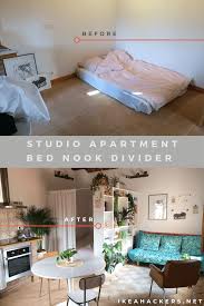 Room divider pinterest studio apartment. Barcelona Studio Apartment So Cosy After This 2 Day Hack Ikea Hackers In 2020 Studio Apartment Living Studio Apartment Decorating Apartment Room