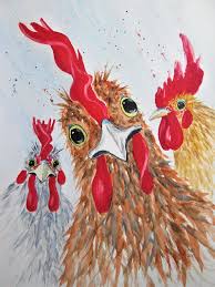 Original Chicken Watercolor Chicken Art Rooster Art Rooster Art Rooster Painting Chicken Art