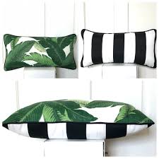 Black And White Striped Outdoor Cushions Outdoor Indoor Tommy Bahama Reversible Lumbar Or Square Cushion Cover Green Tropical Palm Palm Leaf Black White Stripes Beverly Hills In 2020 Black And White Cushions Green Home Decor Green Rooms